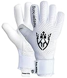 Keeperking Torwarthandschuhe für Erwachsene Fußballhandschuhe Herren Innennaht Profi Grip 4mm Fester Sitz Unisex Jonior (10,Weiß-Schwarz-Negative Schnitt