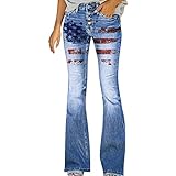 Asija Damen Bootcut Hosen Hüftjeans Jeans Schlagjeans schwarz Schlag-Hose-n Damenjeans Damen-Hose-n Jeans-Hose-n Hüft-Hose-n Niedrige-r Leib-Höhe Bund Stretchjeans Stretch-Hose-n Mittelblau