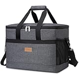 Lifewit 30L 50 Dosen Kühltasche Groß faltbar Kühlkorb Kühlbox Isoliertasche Thermotasche Picknicktasche für Lebensmitteltransport, Dunkelgrau