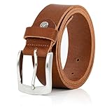 LINDENMANN Leder-Gürtel Herren 40 mm breit, Gürtel Herren Vollrindleder cognac, Größe/Size:115, Farbe/Color:braun