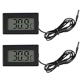 AITRIP 2 Stück digitales LCD-Thermometer, Temperaturmonitor mit externer Sonde für Kühlschrank, Gefrierschrank, Kühlschrank, Aquarium