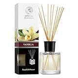 Raumduft Vanille 200ml - Raumduft Diffuser mit Natürlich Ätherischen Vanille Öl mit Rattanstäbchen - Bester Raumlufterfrischer fur Zuhausem - Büro - SPA - Aromatherapie
