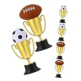 Gatuida 6 Sätze Teiliges Mini Kunststoff Trophäenset mit Fußball und American Football Motiven Kleine Goldfarbene Pokale für Erwachsene Sportparty Preise und Wiederverwendbar