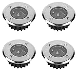 H4L 4x LED Solarleuchte rund Bodeneinbaustrahler Ø 85mm Solarlampe 4er Set Einbaustrahler Bodeneinbauleuchte trittfest