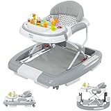 ib style 5in1 Lauflernhilfe, Gehfrei, Schaukelfunktion Licht & Melodie, Babywalker für Babys ab 6 Monate, Wave, Grau