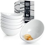 Moritz & Moritz 6tlg Swing Schüssel Set Keramik Weiß 550ml – 16 x 14,5 x 8 cm – Keramik Schalen Set für Suppen, Müsli oder als Servierschüssel – Made in Portugal