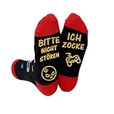 SYCCLLYYDS Lustige Gaming Socken, Gamer Geschenk für 12 Gährige Gungen Mit Spruch Bitte Nicht Stören Ich Zocke Socken Lustig Herren Weihnachts Valentinstag Geburtstag