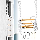 Oungy Tragbare Feuerleiter Strickleiter, 2m Feuerleiter Sicherheitsleiter, Strickleiter Erwachsene mit Karabinern, Rettungsleiter für Outdoor Balkon Fenster Geländer, Tragfähigkeit bis 300 kg