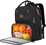 MATEIN Laptop Lunch Rucksack, Picknick Rucksack mit Isoliertem Kühlfach, 17 Zoll Eisrucksack für Männer und Frauen mit USB Anschluss, Lunch Tasche für Camping Reisen Business Arbeit, Schwarz