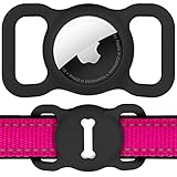 Hundehalsband Halter für AirTag, Air Tag Hund GPS Hülle, Silikon Anti-Lost Haustier Tracker Halsband Wasserdicht Anhänger und Leicht, Kompakte Größe, GPS Schutzhüllen Zubehör Heimtiertracker, Schwarz