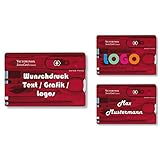 Victorinox Swiss Card Classic mit Wunschdruck I Geschenk für Männer I Geschenke zum Geburtstag I Schweizer Taschenmesser personalisiert 10 Funktionen (rot transparent)