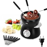 ADE elektrisches Schokofondue 500ml mit 8 Spießen | 2 Temperaturstufen zum Schmelzen und Warmhalten | Temperiergerät für Schokolade und Kuvertüre | herausnehmbare teflonbeschichtete Schüssel