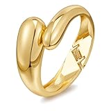 LILIE&WHITE Gold-Armreif, klobig, verdreht, Tropfenform, Gold-Armreif für Damen, Modeschmuck, Geschenk, Gold-Manschetten-Armreif