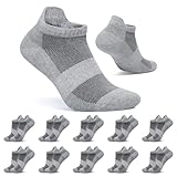 FALARY Sneaker Socken Damen Kurze Socken Herren 43-46 Sportsocken Grau 10 Paar Baumwolle Atmungsaktive Laufsocken Unisex