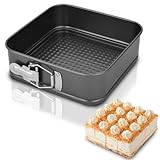 Penbinmall Springform Eckig 26CM, Kuchenform Backform mit Antihaftbeschichtung, Kuchenform mit Flachboden, Kleine Kuchenbackformen mit Flachboden für Kuchen Backen, Kohlenstoffstahl, Schwarz