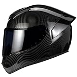 DXDRT Full Face Motorradhelme für Erwachsene Jugend Männer Und Frauen DOT/ ECE Genehmigt Street Bike Racing Helm mit Getönten Visier Dual Sport Cascos para Motos,Carbon Fiber,XXL