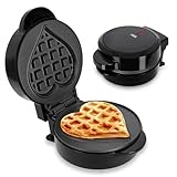 ADE Mini Waffeleisen | herzförmige belgische Waffel | für eine Person, Party, Kindergeburtstag | hochwertige Antihaftbeschichtung | 550 W | schwarz