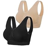 Damen Seamless Sport BH, Damen Bequem Starker Halt BH Große Brüste, Sport Bustier Klassische Frauen Bustier, Ohne Bügel, Push up Yoga Sports BH Bra Top Set Fuer Fitnesstraining Polsterung 2pcs - XL