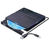 QDSYLQ Externes Blu Ray Laufwerk 50G, Type-C & USB 3.0 HD 1080P Bluray Laufwerk Extern Blu ray Laufwerk Extern BD CD DVD ROM RW Blu-ray Laufwerk für Laptop PC Mac Windows 11/10/8/7/XP/Linux/MacOS