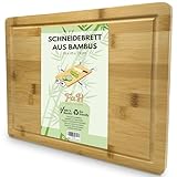 Bambus-Schneidebrett, Professionelles Küchen-Schneidebrett aus Holz für Aperitifs, Multifunktion, 33 x 25 x 1,5 cm, großes Schneidebrett aus Holz, ideal zum Schneiden von Fleisch, Käse, Brot