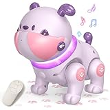 SIMREX Roboter Kinder Ferngesteuerter Spielzeug, Puzzlespielzeug Hund Roboter mit Sprachaufnahme & Musik, furzende Berührungsreaktion, Tanzender und laufender Roboter für Kinder 6-36 Monaten, Lila