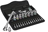 Wera 05004020001 8100 SA 10 Zyklop Metal-Knarrensatz, Durchsteckvierkant, 1/4 Zoll -Antrieb, zöllig, 28-teilig
