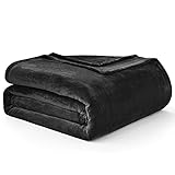 EHEYCIGA Kuscheldecke flauschig, weiche warme Fleecedecke 130x165 als Decke Sofa, Wohndecke oder Couchdecke überwurf, Schwarz