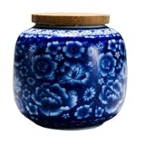 Ciieeo Luftdichte Teedose aus Keramik 400ml mit Holzdeckel Vorratsdose für Tee Kaffee und Gewürze Robust und Wasserabweisend Küchenaufbewahrung