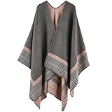 Crertos Poncho Damen Winter, Warm Cape Damen, Strick Poncho Herbst Schal Wrap, Winddichte Mantel Poncho Decke Open Front Cardigan Coat für Frau Mädch Festliche Geschenke