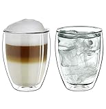 Creano doppelwandiges XXL Thermoglas 400ml, Extra großes hitzebeständiges Doppelwandglas aus Borosilikatglas, Kaffee, Tee, Latte Macchiato Gläser, 2er Set