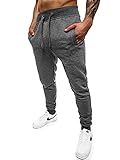 OZONEE Herren Jogginghose Hose Sport Trainingshose Sporthose Freizeithose Unifarbe Herrenhose Sweatpants Fitnesshose Sweathose Fußballhose Jogpants Joggpants JS/XW01 DUNKELGRAU L