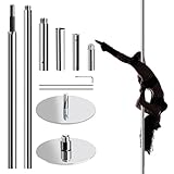 Leogreen Profi Tanzstange Pole Dance Stange | Höhenverstellbar von 222,5-280 cm | Statisch und schwenkbar | bis 200kg belastbar | Galvanisierter Chromstahl | für Fitnessübungen, Club, Party