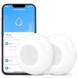 Vusddy WLAN & Zigbee Wassermelder Wasseralarm, 2 Stücke Smart Wassersensor mit Batterie, WiFi Wasserleckdetektor für Küche, Keller, Badezimmer, Alarm über die Tuya-App, kompatibel mit Alexa & Homekit