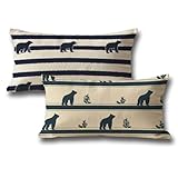 Kissen Marineblau Kissenbezug 30x50 2er Set Rechteckig Samt Kopfkissen Tier Muster Doppelseitiger Druck Kissenbezug Herbstdeko Kissenbezüge für Wohnzimmer Schlafzimmer Halloween Deko Sofakissen z-426