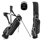 LIFEZEAL Golftasche, Tragbare Golfschlägertasche mit 4-fachen Trennwänden, Golf Stand Bag mit Verstellbarer Schultergurte, Leichte Standtasche für Herren & Frauen, Schwarz (Schwarz)