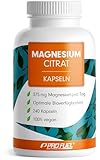 Magnesiumcitrat Kapseln 240x mit 375 mg Magnesium aus hochwertigem Magnesium Citrate - optimal hochdosiert & bioverfügbar - laborgeprüft mit Zertifikat - 100% vegan - Vorrat für 80 Tage