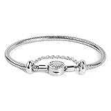 Gnoce Edelstahl Charms Armband'Verblasst nicht' Einzigartiger Metall Schlangenkette Bettelarmband für Damen Herren 16cm