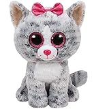 Carletto Ty 37075 Kiki, Katze mit Glitzeraugen, Beanie Boos, 24cm, Grau, Mehrfarbig, 24 cm