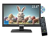 ZOSHING TV 16 Zoll,integrierter DVD-Player und T2-Digital-Tuner, 1080P HD-TV-Bildschirm mit HDMI, USB-Anschluss, AC/Car-12 V in