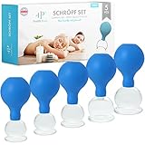 Schröpfgläser Glas Schröpfset Original Health Press - Cupping Set mit 5 Schröpfgläsern mit Saugball zum Schröpfen für Gesicht und Körper - inkl. Anleitung