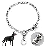 Edelstahl Hundehalsband,Verstellbare Hunde Halsband,P-Kette Hundehalsband für Hund spazieren gehen(M(54cm/21.3in))