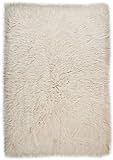 THEKO | Flokati Teppich aus 100% Schurwolle nachhaltiger Teppich FLOKOS 2450 | handgewebt | Farbe: Natur | 60x90 cm