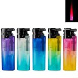 5X Sturmfeuerzeug Turboflamme Turbofeuerzeug Top Motive Turbo Flamme Feuerzeug mit Schutzkappe absolut windfest Gasfeuerzeug nachfüllbar (Color Gradient)