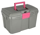 Covalliero Putzbox Siena, grau/pink, 40x26x24; Kunststoff, mit herausnehmbarem Einsatz, mit Pinselhalter, Pferde