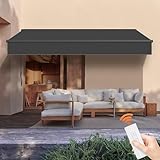 HOMEDEMO Markise Elektrisch mit Fernbedienung Gelenkarmmarkise (300 x 250cm) Anthrazit mit Handkurbel, Terrassenmarkise Balkonmarkise Sonnenschutz und wasserdicht, inkl. Wandhalterung