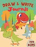 Dinosaur Primary Journal Creative Story: Draw & Write Journal, Dashed Midline With Story Picture Space, 8.5 x 11, Primary Journal Grades K-2, Dinosaur ... Gift for Kid Love Dino, Snowboard. Skateboard