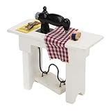 SUNGOOYUE 1:12 Miniatur-Nähmaschine, Vintage-Design mit Winziger Schere und Stoff, für Heimwerker und Sammler