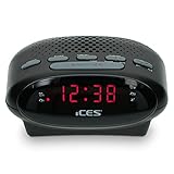 iCES ICR-210 Uhrenradio - Radiowecker mit 2 Weckzeiten - PLL FM - Schlummerfunktion - Sleeptimer - Gangreserve - schwarz, klein, ICR-210 Schwarz