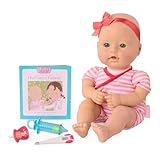Baby Sweetheart Baby Puppe mit Kleidung, Schnuller und Zubehör zum Arztbesuch – Weiche Puppe und Bilderbuch auf Englisch – Spielzeug ab 2 Jahre
