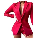 Briskorry Zweiteiler Anzug Damen Leopardenmuster Business Anzug Set Leibchen EIN Knopf Blazer Hoher Taille Shorts mit Gürtel Tasche 2 Set Blazer Mantel Anzugshorts Sommer